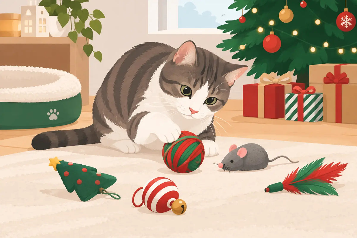 Kerstspeelgoed voor kat veilig en leuk kiezen