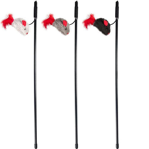 Kattenspeelgoed hengel Met Geluid - Zwart - 5 x 14 x 61