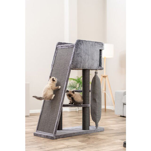Trixie Aktiver Kratzbaum – Kratzbaum mit Kletterwand – 96 × 38 × 122 cm