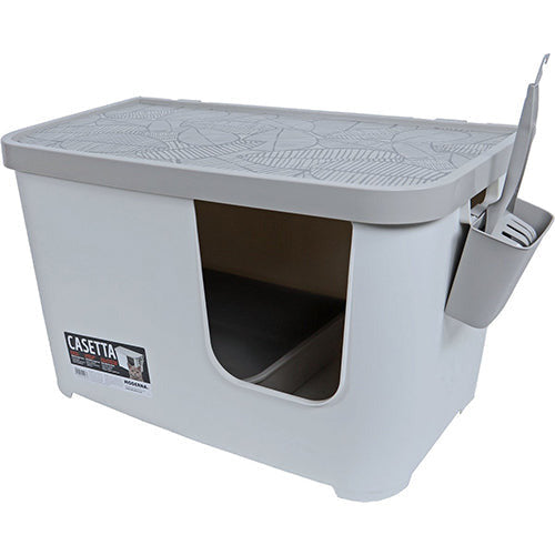 Moderna Kattenbak Casetta - Grijs Wit - Kattentoilet