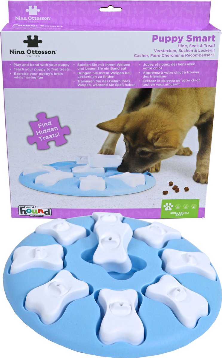 Nina Ottosson puppyspel puppy smart, blauw.