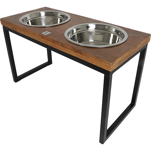 Boony Est 1941 Dinnerset Hout met Metalen Frame - Verhoogde Dubbele Voer en Drinkbak - Verkrijgbaar in 4 maten