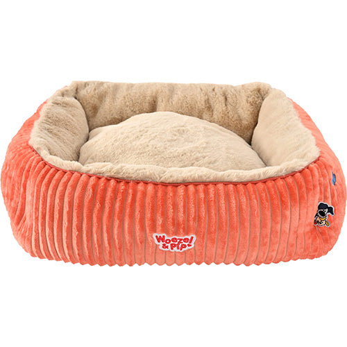Woezel & Pip Hunde-/Katzenkorb aus Cord, quadratisches Sofa – Farben: Rosa, Blau, Grün und Gelb – Erhältlich in 3 Größen