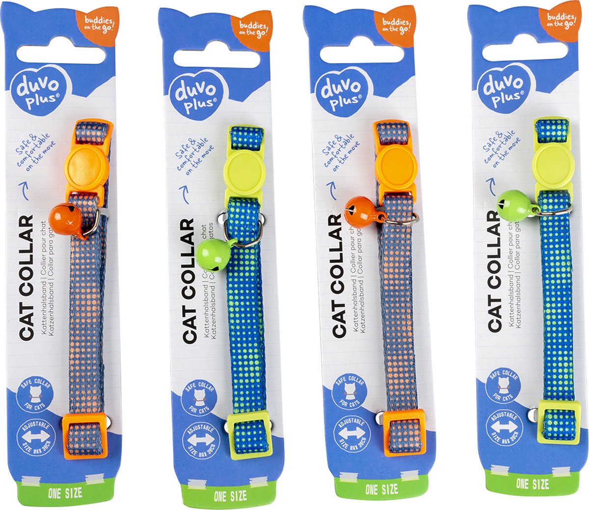 Duvoplus - Halsband Voor Dieren - Kat - Kattenhalsband Retro Bollen Nylon 20-30cm / 10mm Gemengde Kleuren - 1st