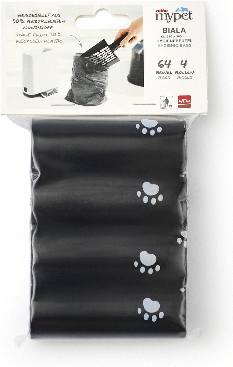 Rotho Biala - Hygiene Bags - Zwart - 4 rollen a 16 stuks