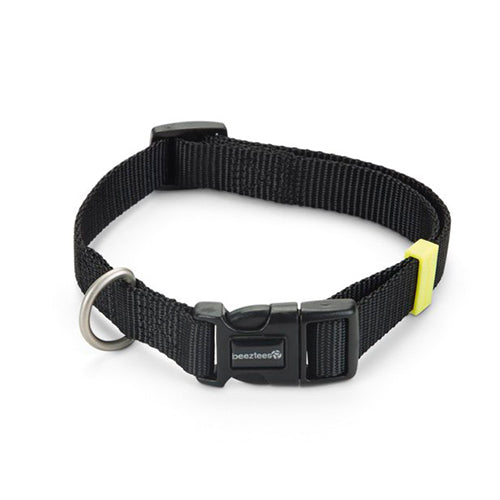 Beeztees Uni Nylon Hundehalsband - Schwarz - Halsumfang: 35-50 cm