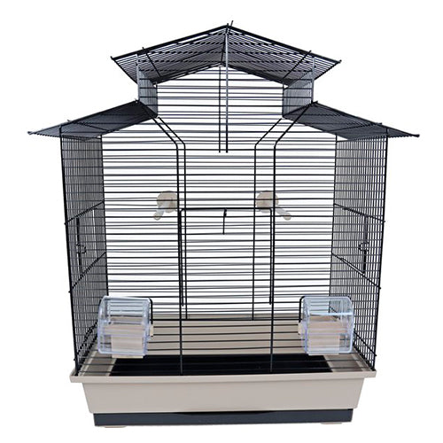 Interzoo Vogelkooi Iza 2 - 51 x 30 x 60,5 cm grijs - koper/zwart - zwart/beige