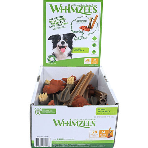 Whimzees vegan snack variety box mix