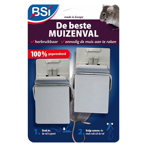 BSI Kunststoff-Mausefalle, 2er-Pack, grau.