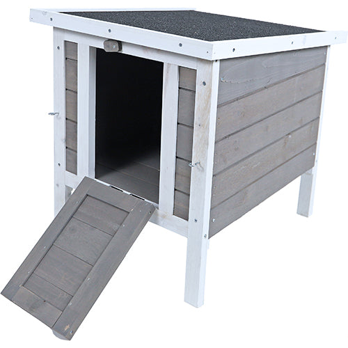 Nachthok voor knaagdieren of kippen -  Bouwpakket - Kleur:grijs/wit - Afmetingen: 42x52x48 cm