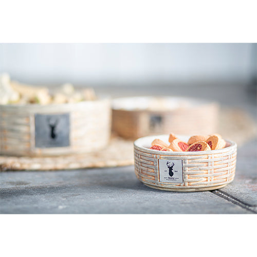 Boony Est1941 Sandfarbene Essschale aus Steingeflecht