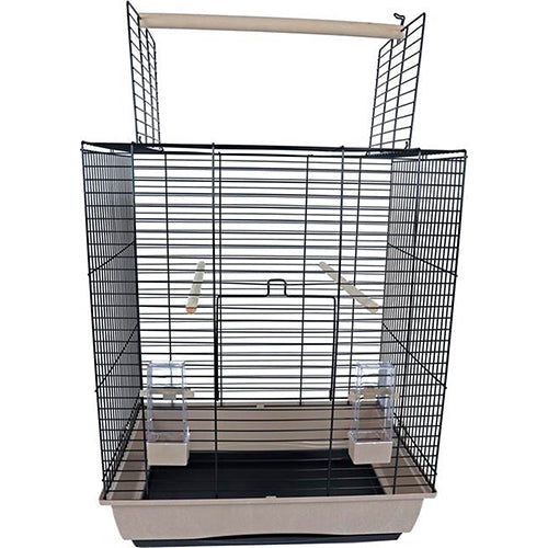 Papegaaienkooi vogelkooi big ara zwart beige 55,5 x 42,5 x 67,5/88 cm