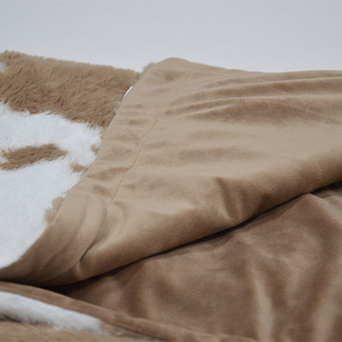 Animal Boulevard Classic COW PLUSH Fleece Deken - Wit-Bruin - 100x75 cm