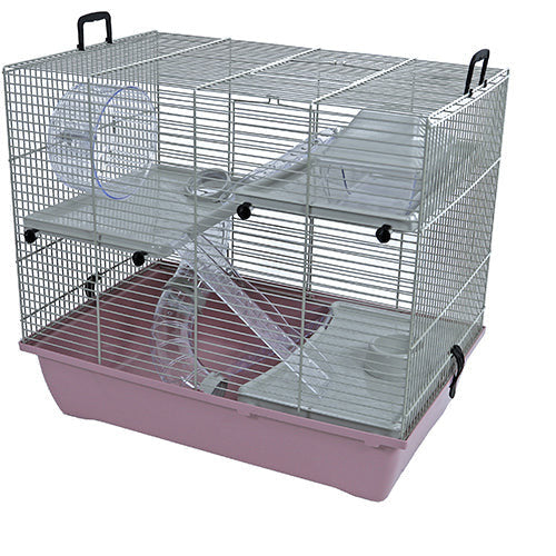 Interzoo Pinky 3 - Hamsterkooi met 3 verdiepingen - 50x33x45,5 cm - 4 Kleuren