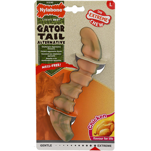 Nylabone Extreme Kauspielzeug Krokodilschwanz – Hühnergeschmack – Für Hunde bis 23 kg