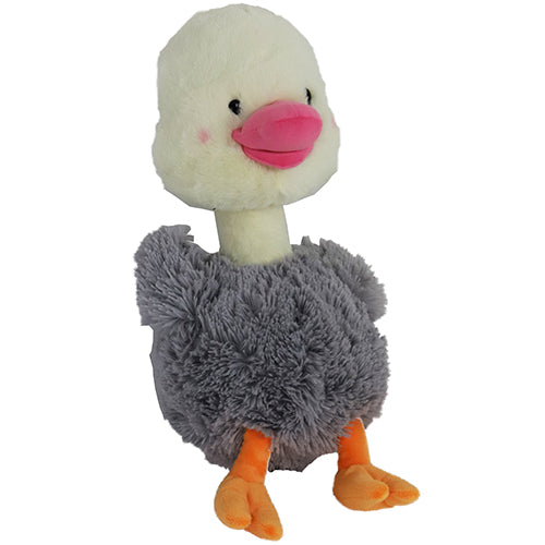 Boony hond speelgoed struisvogel pluche grijs/wit + piep eco 50 cm