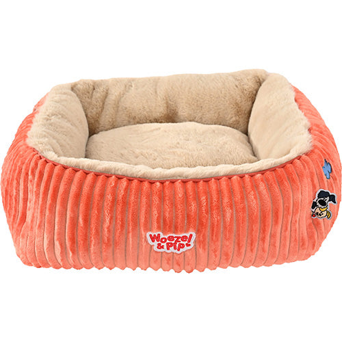 Woezel & Pip Hunde-/Katzenkorb aus Cord, quadratisches Sofa – Farben: Rosa, Blau, Grün und Gelb – Erhältlich in 3 Größen