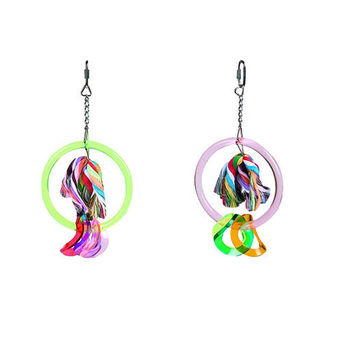 Vogelspeelgoed kooihanger acryl flosstouw mix kleur