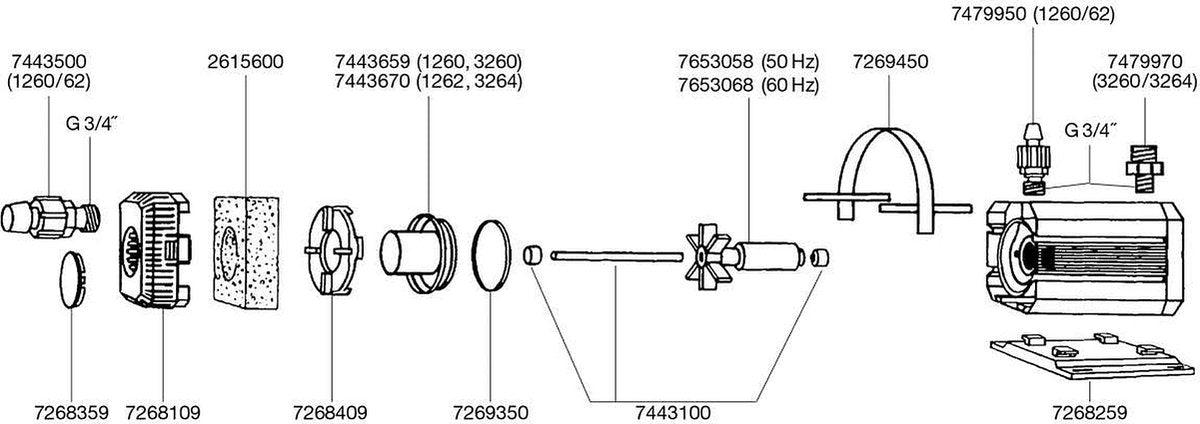 Eheim Rotor 50 Hz voor 1060/1260/1262/1264/3160/3260/3264