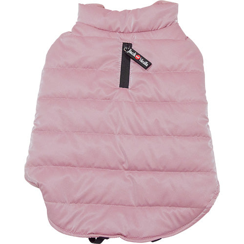 Jack and Vanilla Hundemantel Puffer Pink – Warm, waschbar & mit Reißverschluss für Geschirr – Erhältlich in 6 Größen