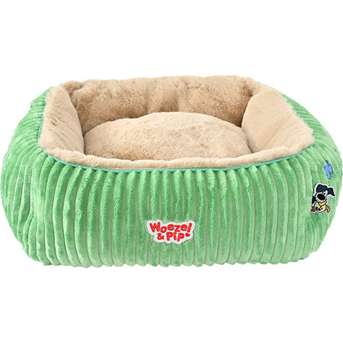 Woezel & Pip Hunde-/Katzenkorb aus Cord, quadratisches Sofa – Farben: Rosa, Blau, Grün und Gelb – Erhältlich in 3 Größen