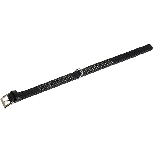 Karlie Vintage Hundehalsband mit Strasssteinen - Schwarz - L: 55 cm B: 30 mm
