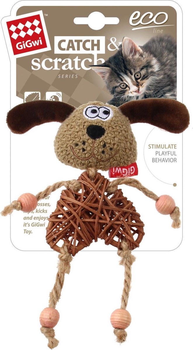 GIG ECO LINE Houten Diertje met Kattenkruid - - 6 x 13 x 17,5 cm