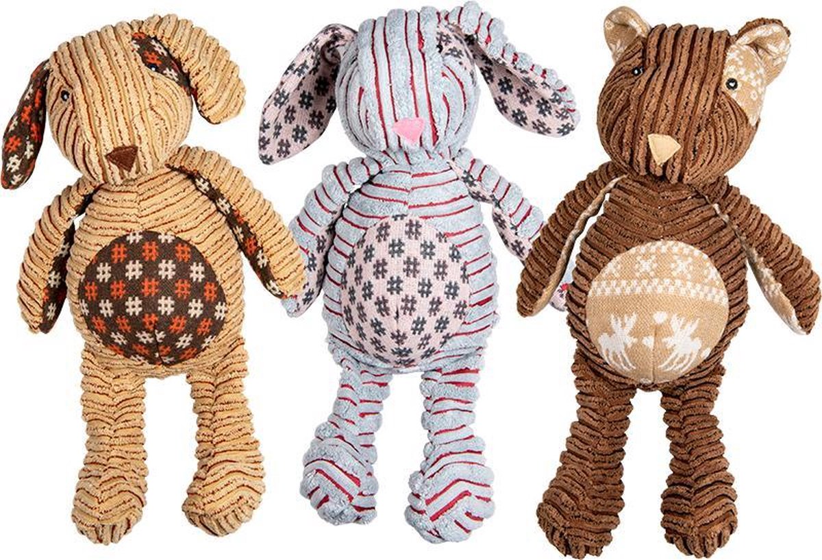 Jack And Vanilla VELVETIES Konijn-Hond-Beer Hondenspeelgoed Multi - 41 cm