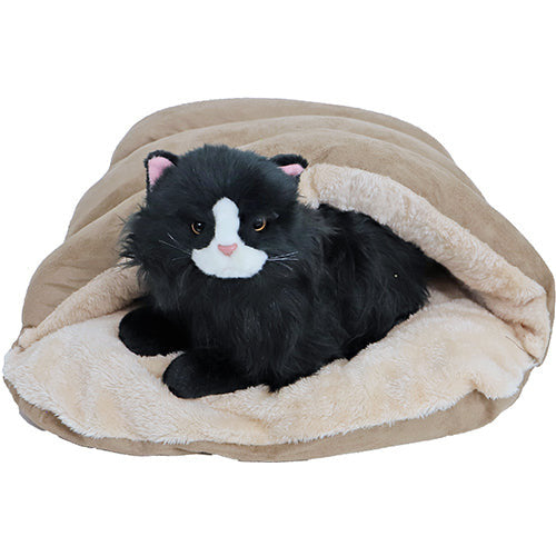 De Boon Pluche Slaapzak voor honden katten en knaagdieren - Bruin/Beige - 45 cm