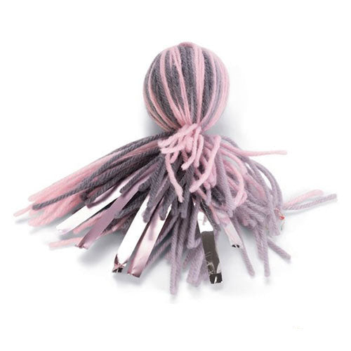 Beeztees Octopus Bal Octy - Wollen Kattenspeelgoed met Catnip - Grijs/Roze - 12x4x4 cm
