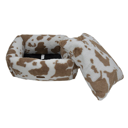 Animal Boulevard Cow Plush Hondenmand – Super zachte Mand met Uitneembaar Kussen en Anti-Slip Bodem - Verkrijgbaar in 3 maten
