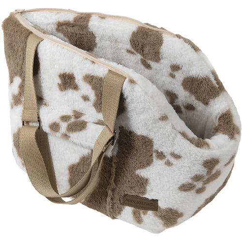 Animal Boulevard Cow Plush Draagtas Wit/Mokka - Verkrijgbaar in 2 maten