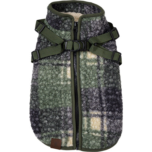 Jack and Vanilla Dogwalk Jacket Tartan – Hundemantel mit verstellbarem Geschirr – Grün oder Braun – Erhältlich in 7 Größen