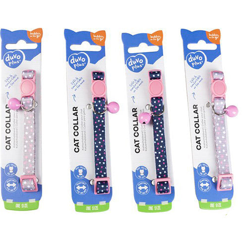 Kattenhalsband Bolletjes Nylon 20-30cm / 10mm Blauw/beige - 1st