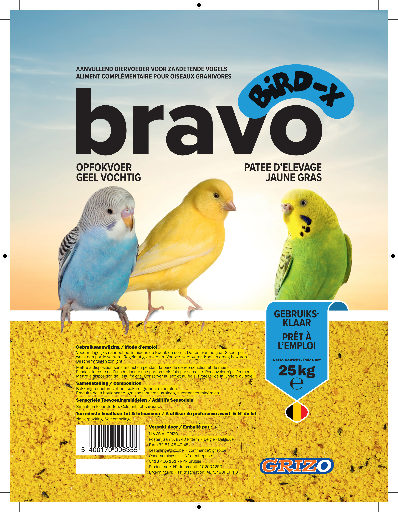 Opfokvoer Bird-X geel super vochtig 0,9 - 4 - 25 kg
