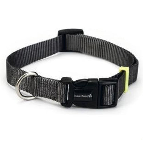 Beeztees Uni Nylon Hondenhalsband - Donkergrijs - Nekomtrek: 26-40 cm