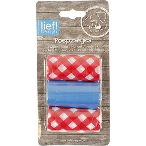 Lief! Poepzakjes Unisex Rood - 3 Rollen van 20 zakjes