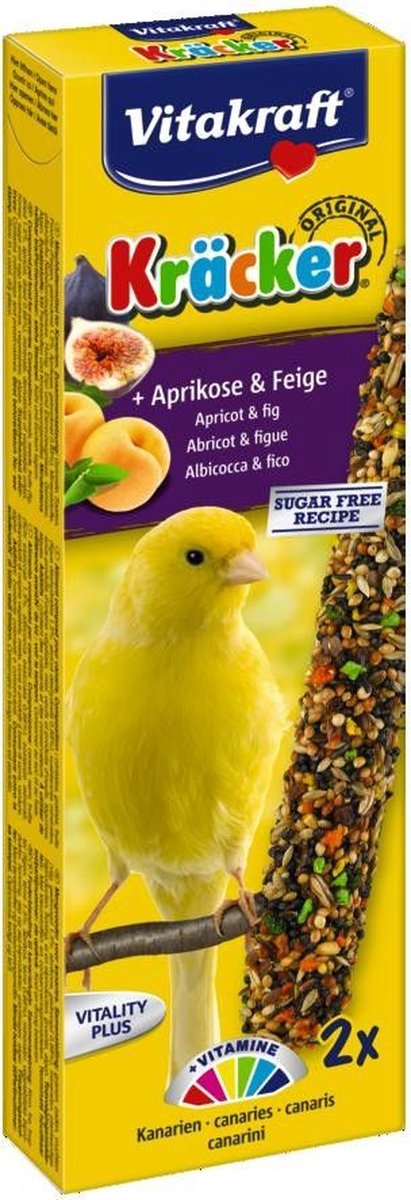 3x Vitakraft - Vogelsnack - Aprikose-Feige Cracker Kanarienvogel - 2in1