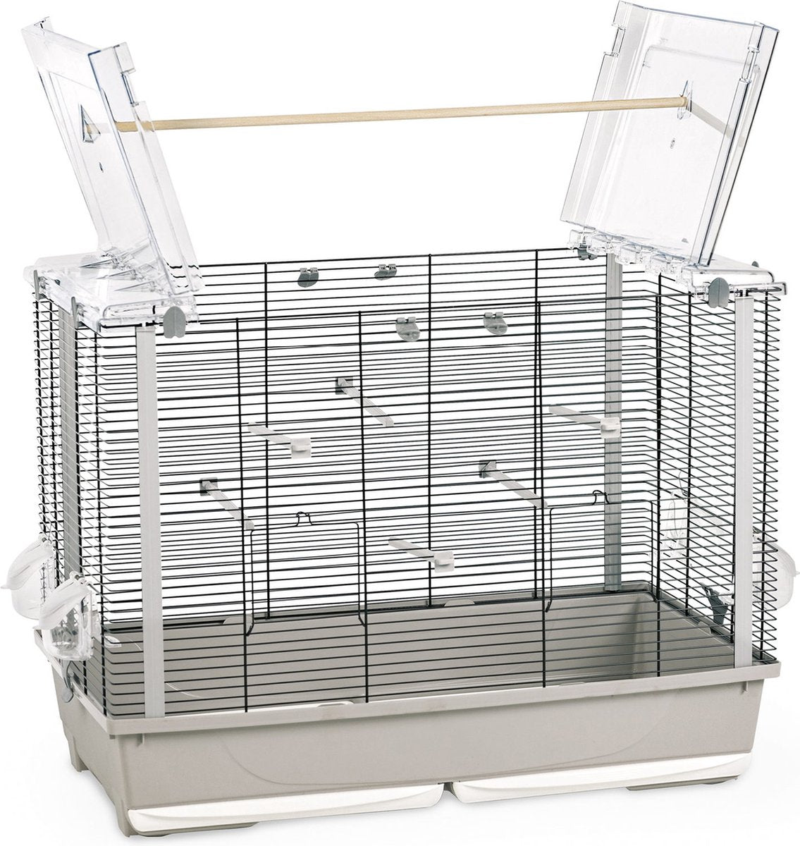 Vogelkooi Luana grijs open met plexi glas 79 x 45 x 60 cm