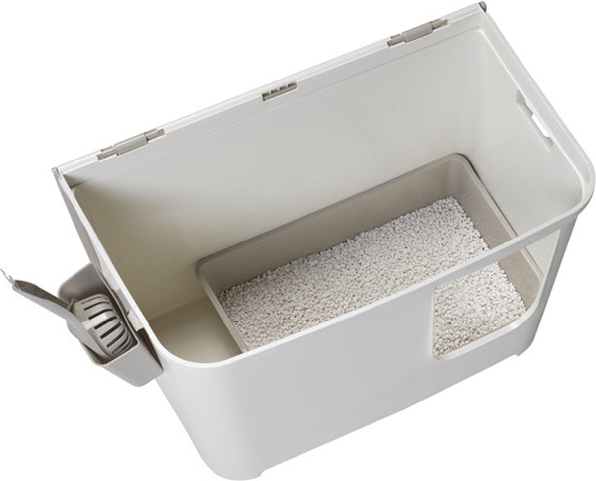 Moderna Kattenbak Casetta - Grijs Wit - Kattentoilet