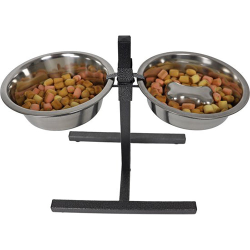 Futterständer Modell H mit Langsamfutterautomat, gehämmertes Knochenmaterial, 24 cm