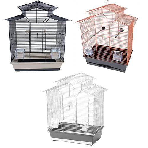 Interzoo Vogelkooi Iza 2 - 51 x 30 x 60,5 cm grijs - koper/zwart - zwart/beige