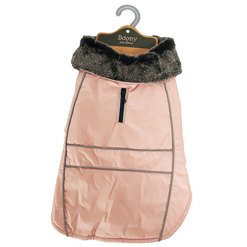 Boony Parka met Bontkraag - Waterdichte Warme Hondenjas - Zacht Roze - 7 maten