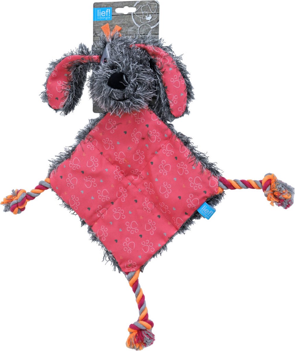 lief! Girls Hondenspeelgoed - Platte Teckel met piep - 40 cm - 1 stuk assorti