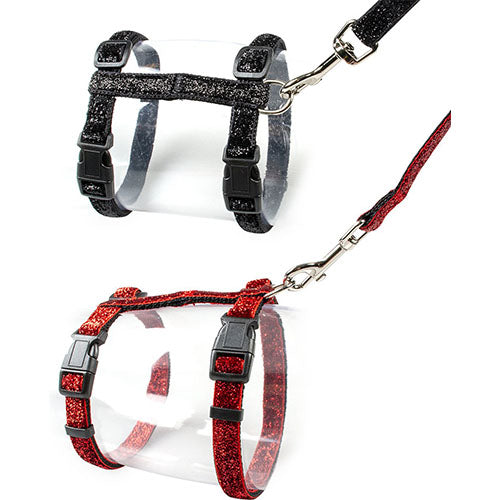 Duvo+ Grote Kat Wandelset Glitter Zwart/Rood 30-50cm / 12mm - 125cm