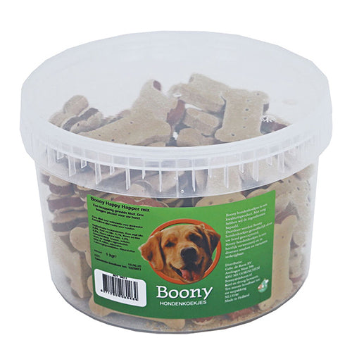 Boony Hundekekse Happy Happer Mix, Eimer mit 1000 Gramm
