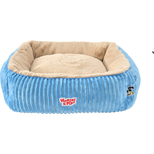Woezel & Pip Hunde-/Katzenkorb aus Cord, quadratisches Sofa – Farben: Rosa, Blau, Grün und Gelb – Erhältlich in 3 Größen