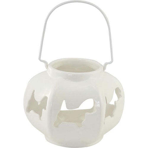 Happy House Lantaarn/ Theelicht Houder met Hondjes - 6-hoekig - 25 x 17,8 cm