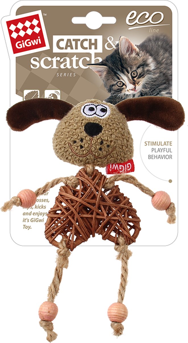 GIG ECO LINE Houten Diertje met Kattenkruid - - 6 x 13 x 17,5 cm