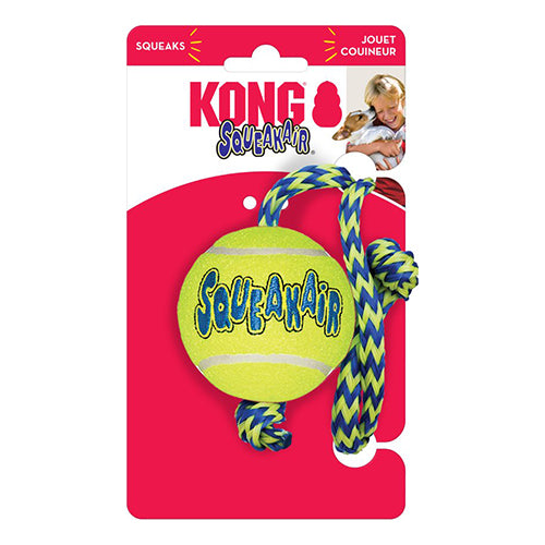 Kong Squeakair Tennisball mit Quietscher und Seil